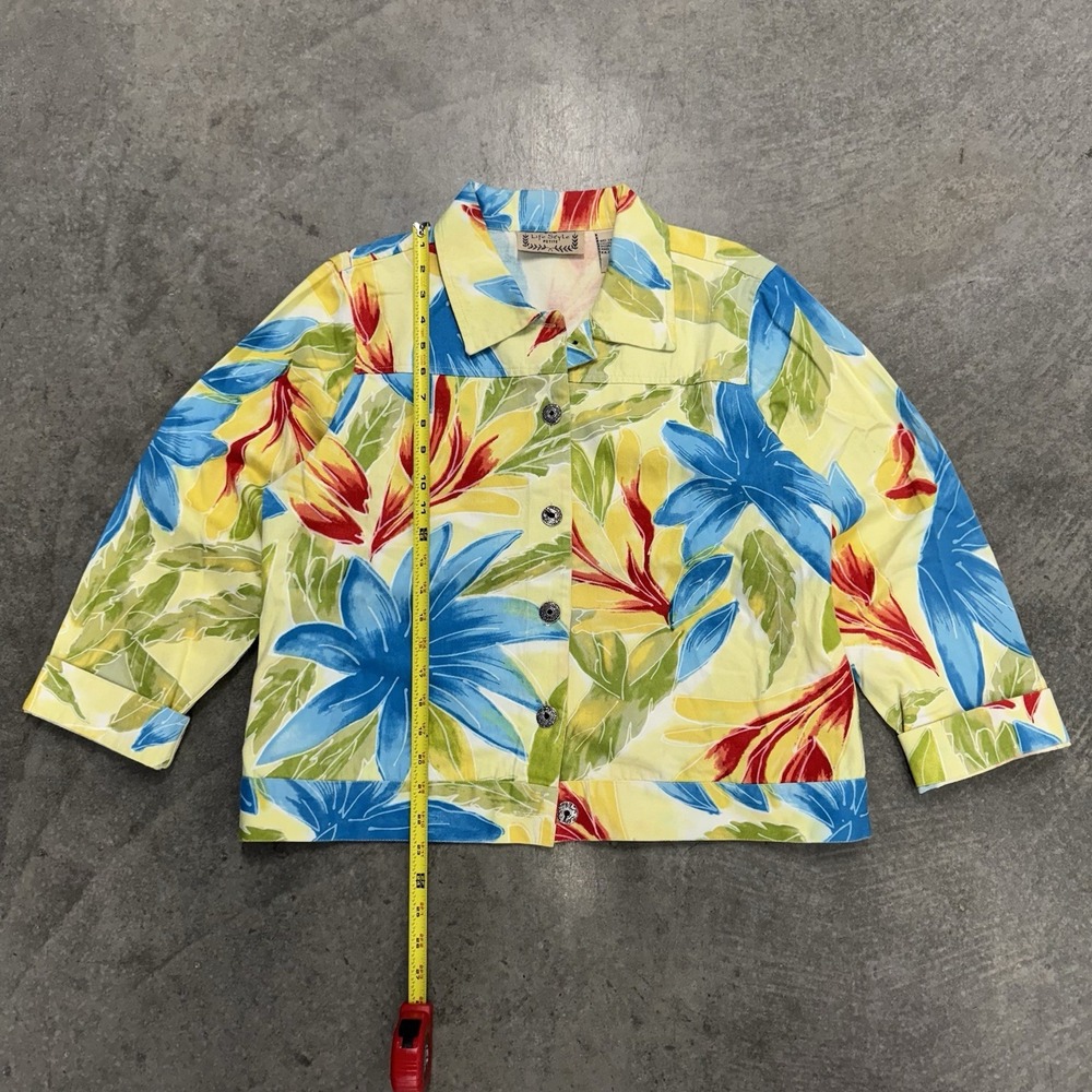 Women's 90's Life Style Petite Tropical Cotton Jacket Multicolor Size Floral PXL